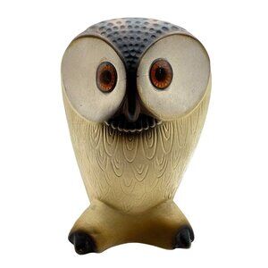Vintage MCM Retro Owl Penny Bank Chalkware NAPCO National Potteries Corp 6"